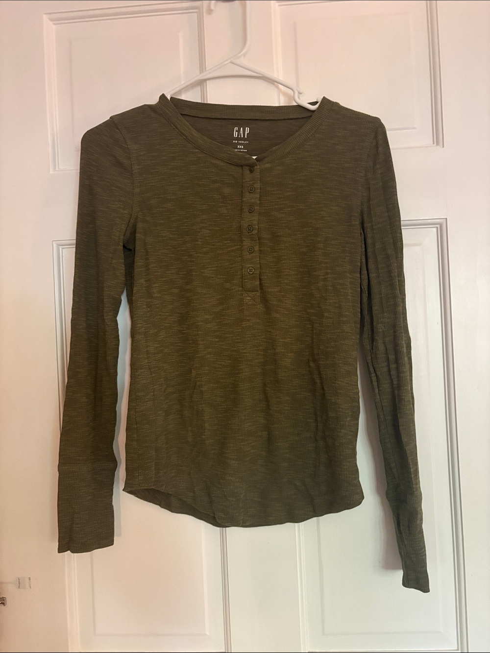 Olive Green Long Sleeve Henley Shirt
